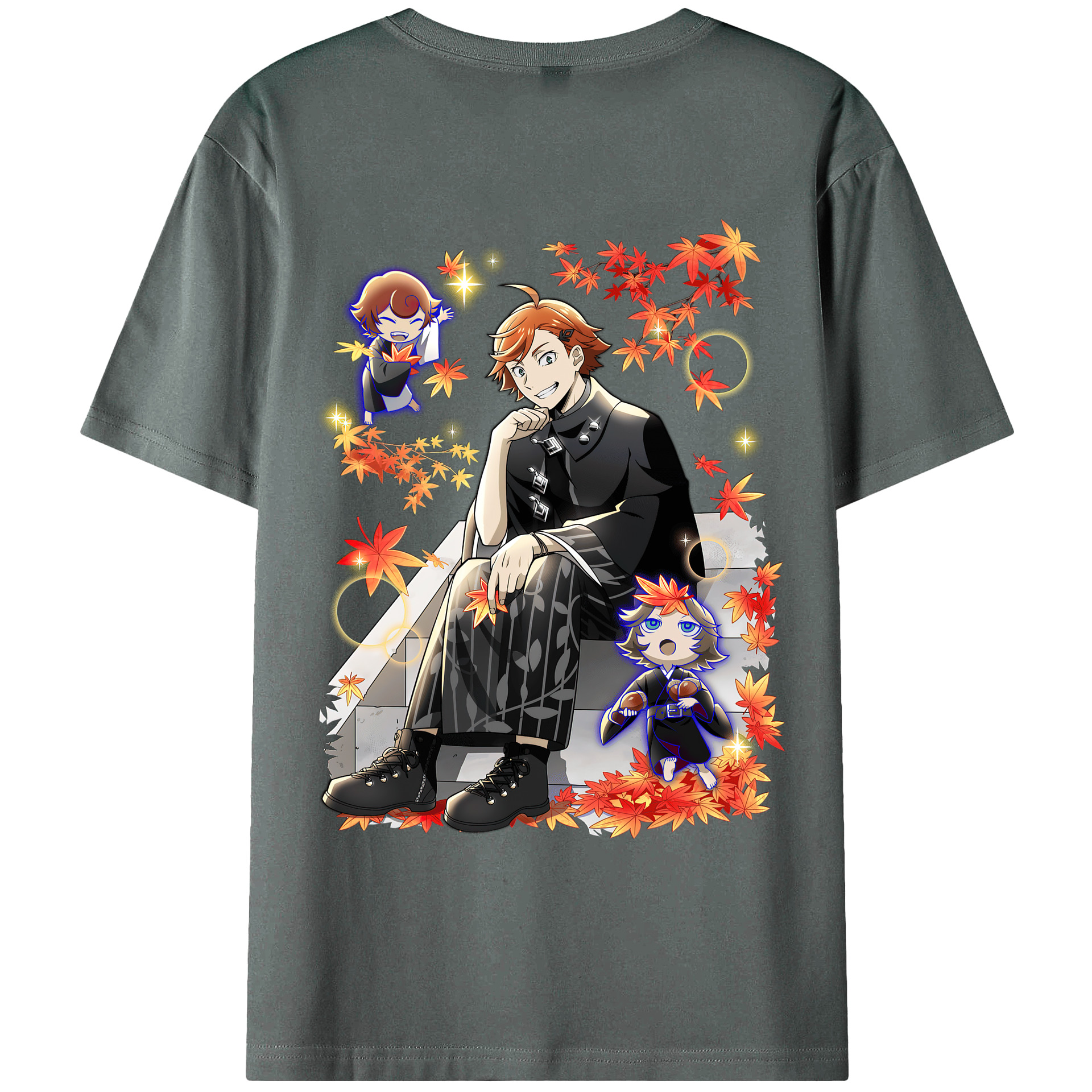 （画像用） 文豪ストレイドッグス Bungo Stray Dogs 綿100％ メンズ半袖Tシャツ（バックプリント） 通気性
